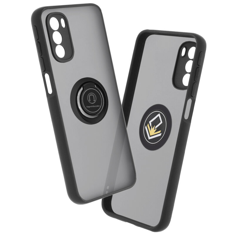 Husa Motorola Moto G31 Techsuit Glinth cu inel suport stand magnetic, negru