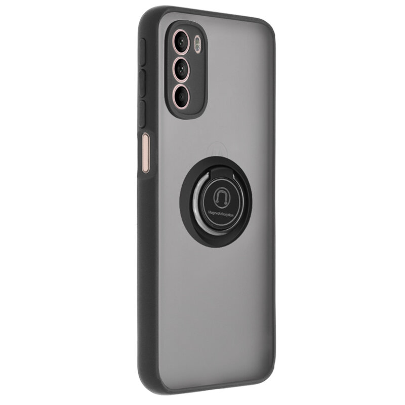 Husa Motorola Moto G41 Techsuit Glinth cu inel suport stand magnetic, negru