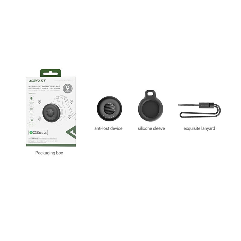 Dispozitiv anti-pierdere compatibil cu iOS Acefast S1, 230mAh, gri