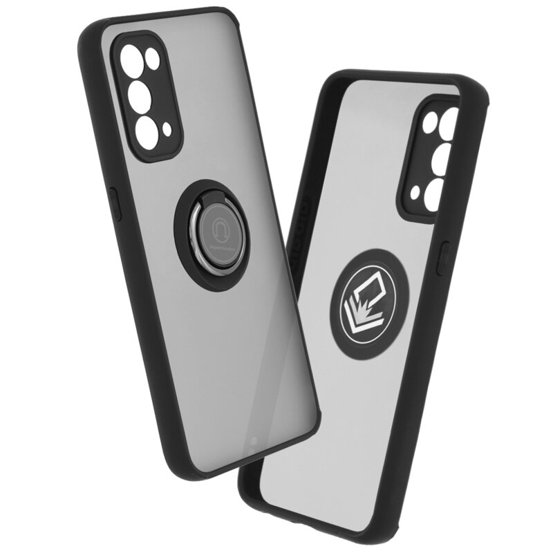 Husa Oppo Find X3 Lite Techsuit Glinth Cu Inel Suport Stand Magnetic - Negru