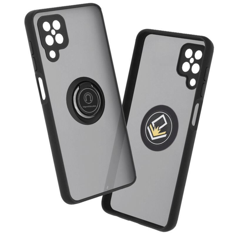 Husa Samsung Galaxy A12 Techsuit Glinth Cu Inel Suport Stand Magnetic - Negru
