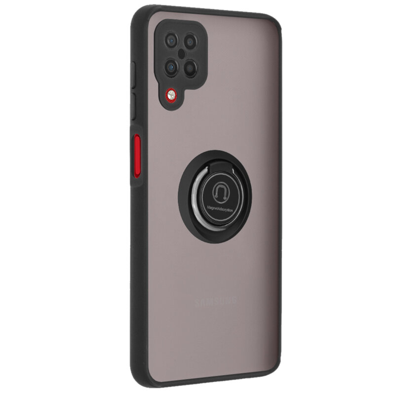 Husa Samsung Galaxy A12 Nacho Techsuit Glinth cu inel suport stand magnetic, negru