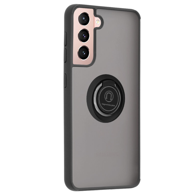 Husa Samsung Galaxy S21 5G Techsuit Glinth cu inel suport stand magnetic, negru