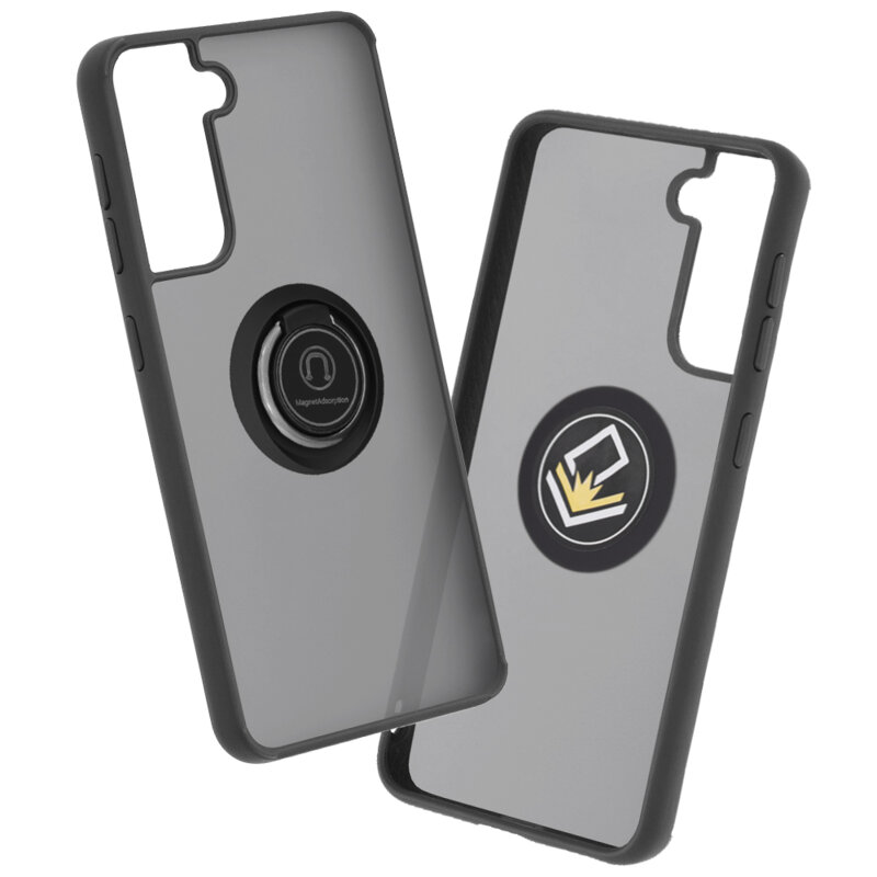 Husa Samsung Galaxy S21 5G Techsuit Glinth cu inel suport stand magnetic, negru