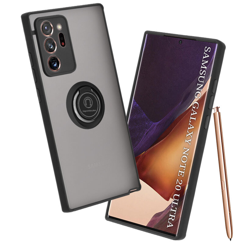 Husa Samsung Galaxy Note 20 Ultra Techsuit Glinth Cu Inel Suport Stand Magnetic - Negru