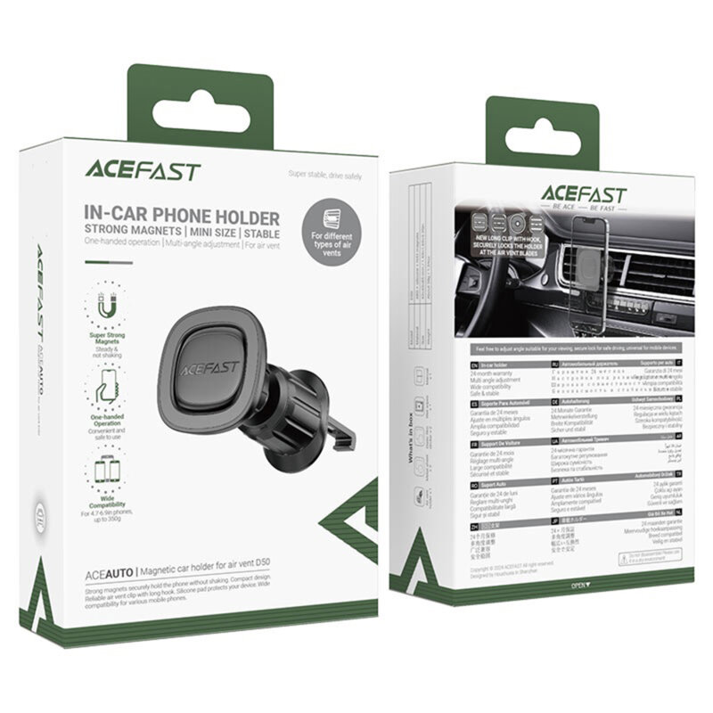 Suport auto magnetic pentru telefon Acefast, D50, negru