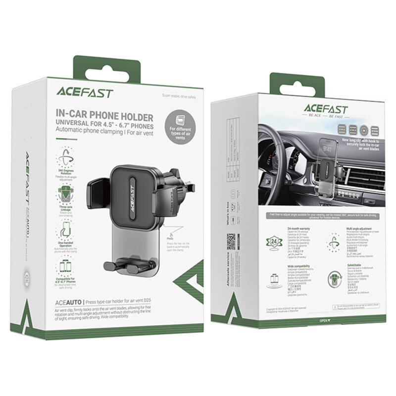 Suport auto telefon pentru grila de ventilatie Acefast, D25