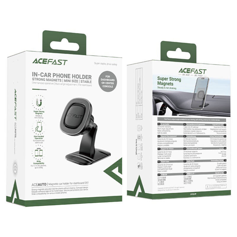 Suport telefon auto magnetic pentru bord Acefast, D51, negru