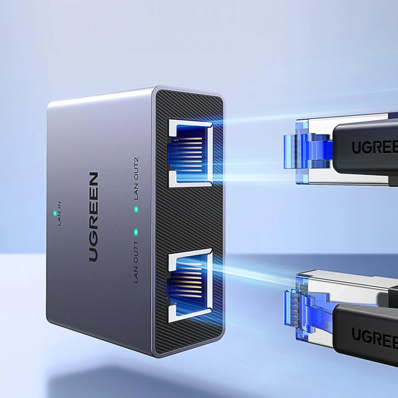 Splitter Ethernet, adaptor 2in1 RJ45 Ugreen, gri, 45311