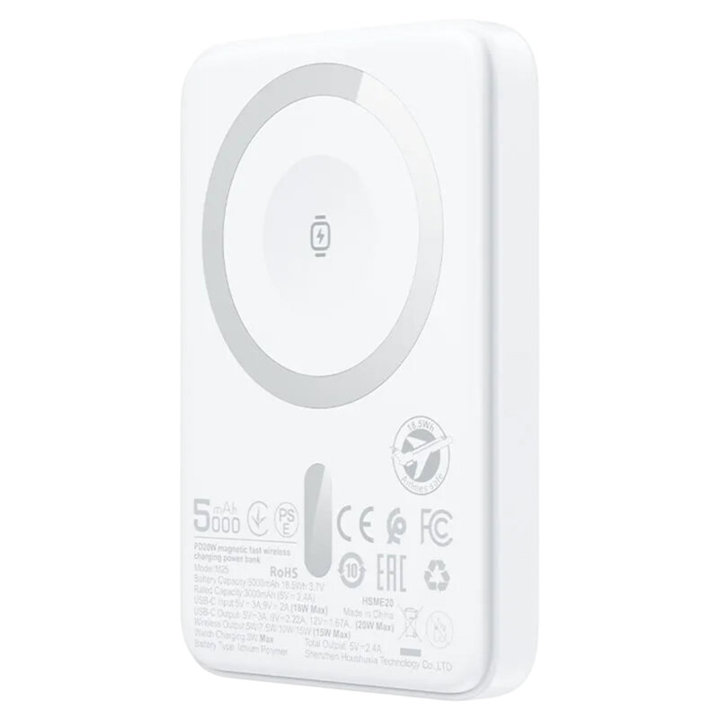 Power bank MagSafe 5000mAh, PD20W Acefast, alb, M25-5000