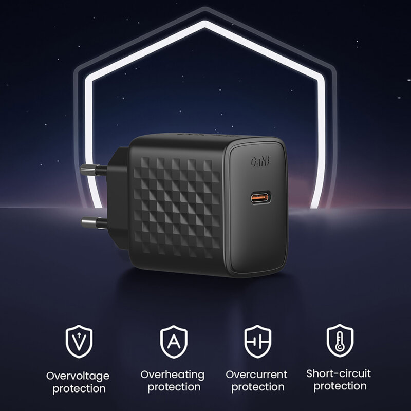 Incarcator priza Type-C PD20W Lito cu cablu Lightning, negru, LC13L