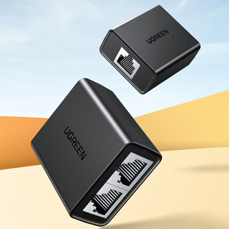 Splitter Ethernet, adaptor 2in1 RJ45 Ugreen, negru, 50923