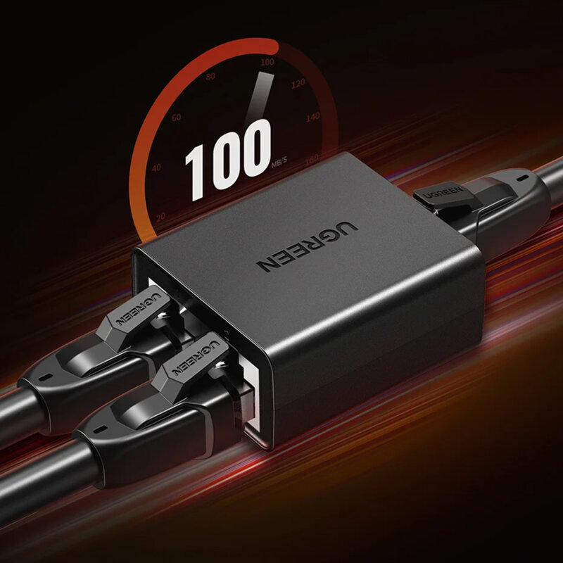 Splitter Ethernet, adaptor 2in1 RJ45 Ugreen, negru, 50923