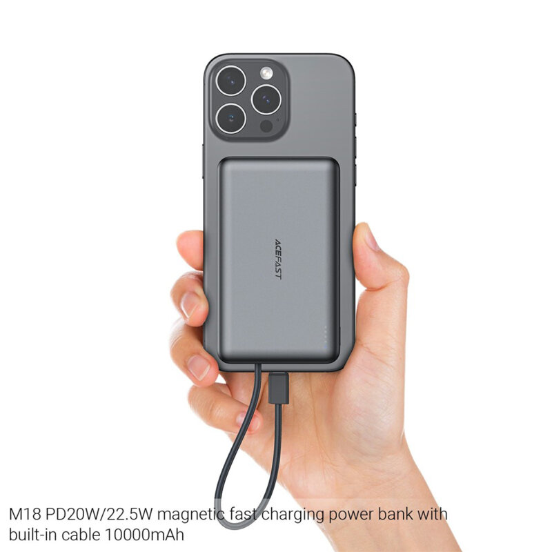 Power bank 10000mAh cu cablu integrat, 22.5W Acefast M18-20000
