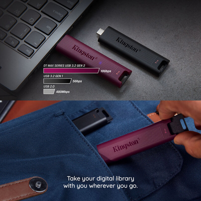 Stick Type-C 1TB Kingston DataTraveler Max, negru, DTMAX/1TB