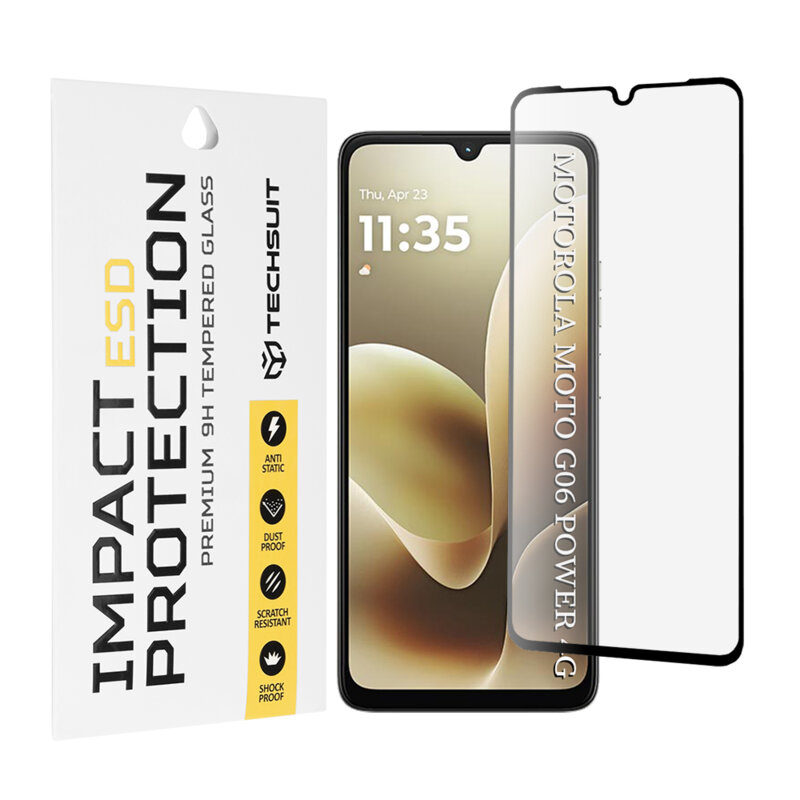 Folie sticla Motorola Moto G06 Power Techsuit ESD Glass, negru