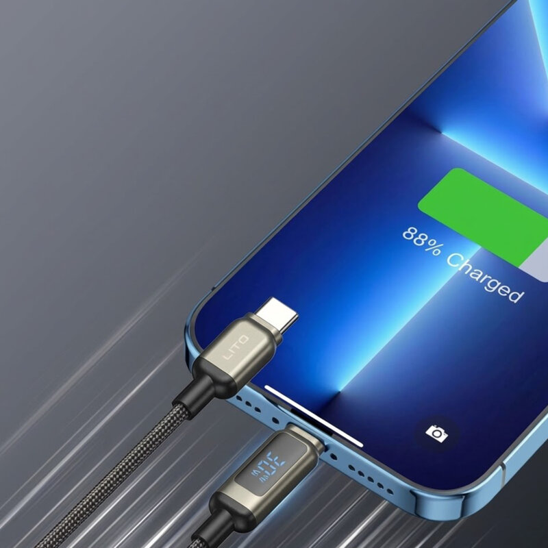 Cablu date Fast Charging Type-C cu display, 60W Lito, LD15