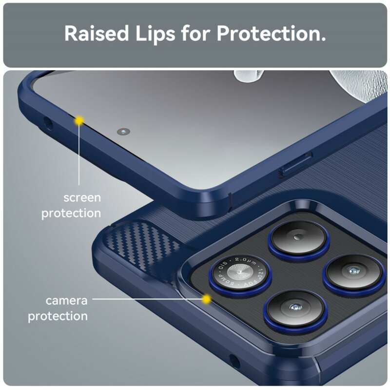 Husa Motorola Edge 70 Techsuit Carbon Silicone, albastru