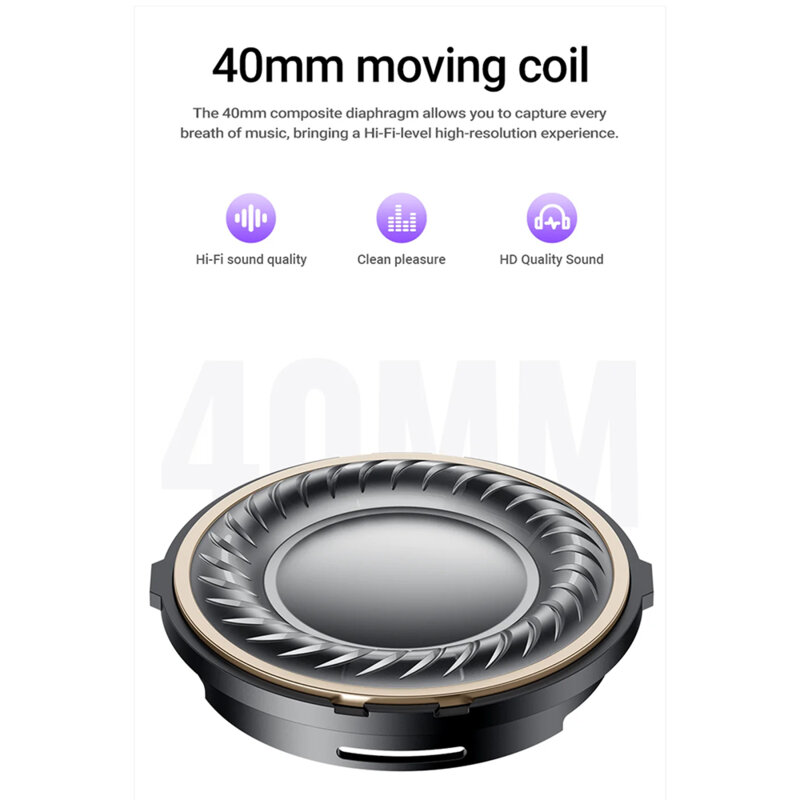 Casti Wireless Bluetooth, nivel Hi-Fi profesional Acefast H8, argintiu