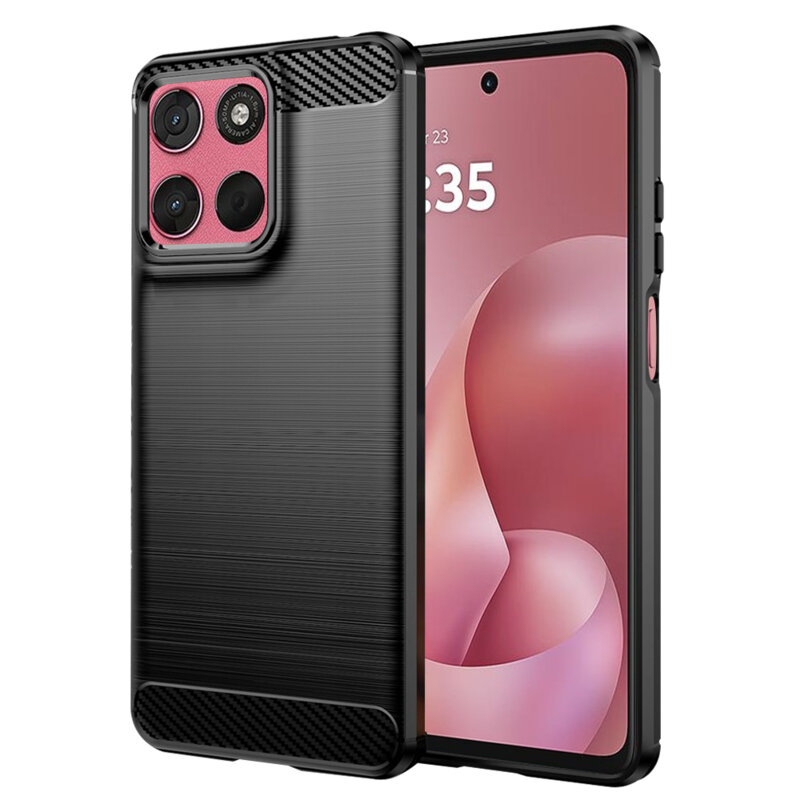 Husa Motorola Moto G57 Power Techsuit Carbon Silicone, negru