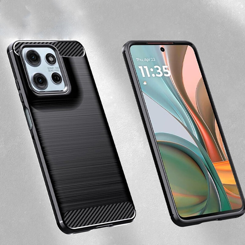 Husa Motorola Moto G57 Power Techsuit Carbon Silicone, negru