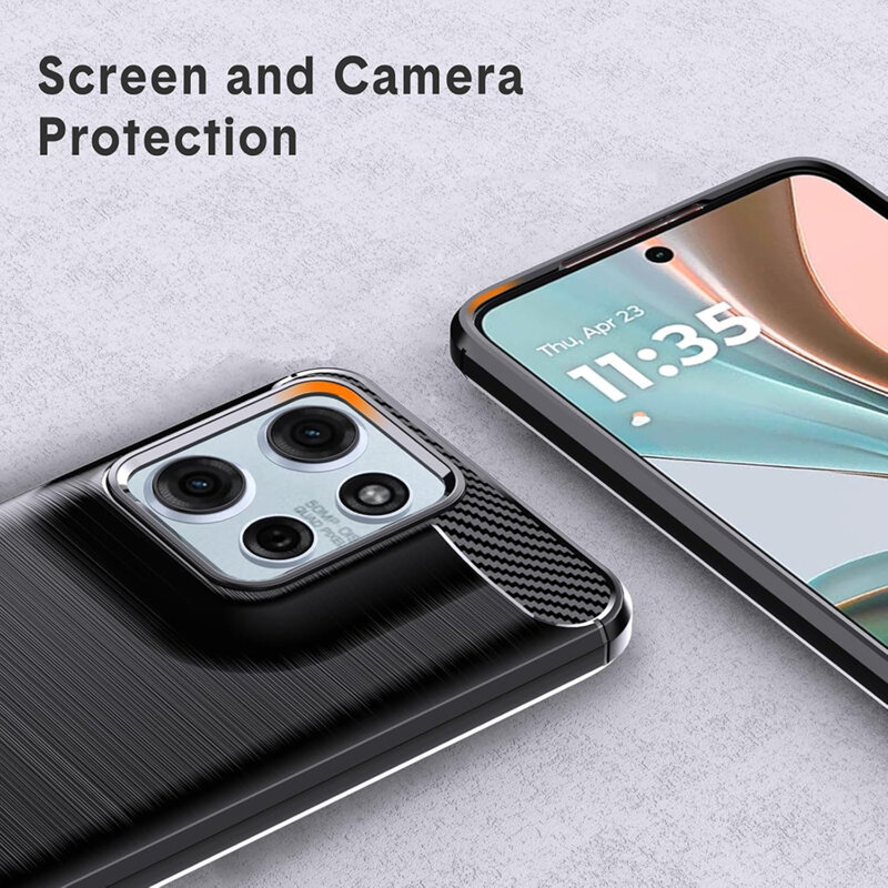 Husa Motorola Moto G57 Power Techsuit Carbon Silicone, negru