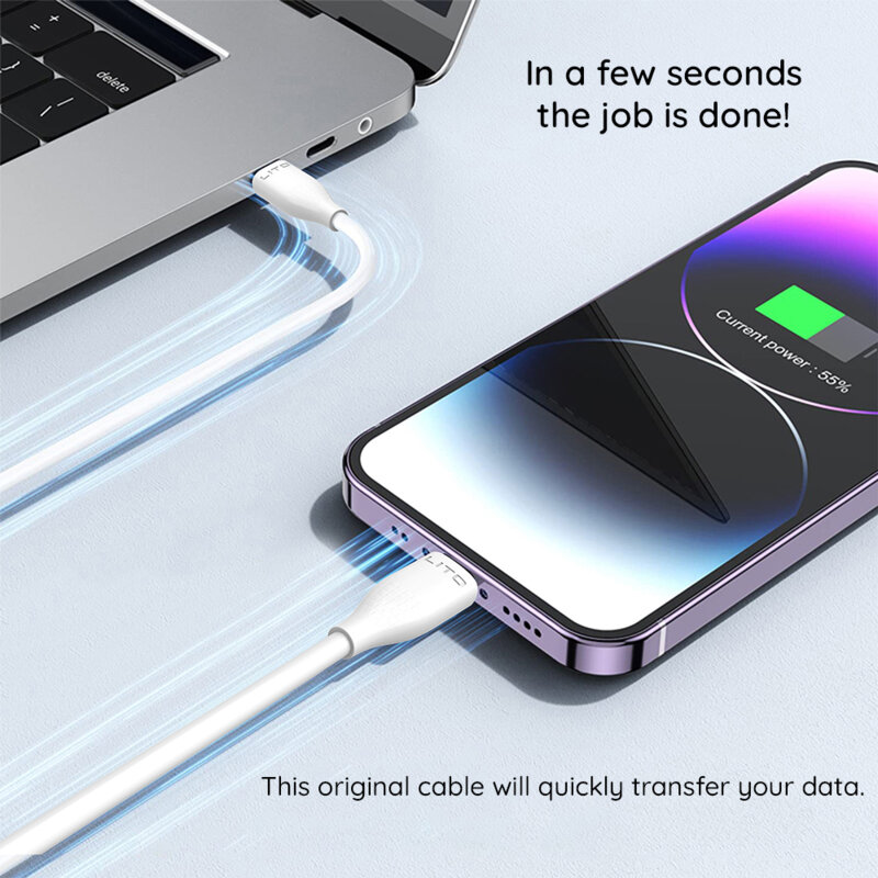 Cablu de date Fast Charging Type-C la Lightning Lito, 1m, 60W, LD03
