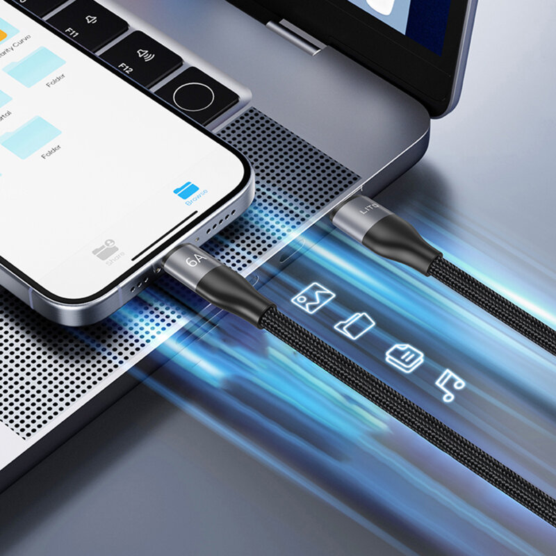 Cablu de date Type-C Fast Charging, 100W, 2m Lito LD25CC, gri