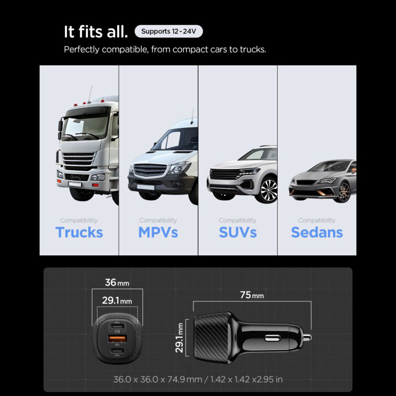 Incarcator auto USB, Type-C Fast Charge, 113W Spigen, EV1133