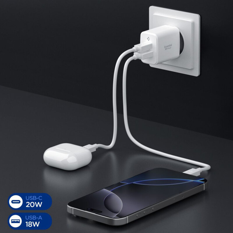 Incarcator USB, Type-C Fast Charge, 20W Spigen, alb, EE202EU