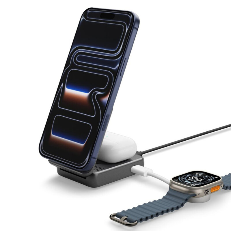 Statie incarcare wireless MagSafe 3in1 Spigen, 25W, EF302MOQ