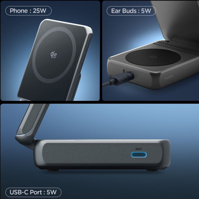 Statie incarcare wireless MagSafe 3in1 Spigen, 25W, EF302MOQ