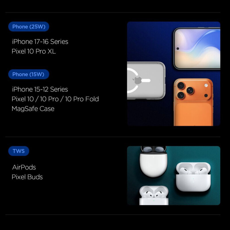 Statie incarcare wireless MagSafe 3in1 Spigen, 25W, EF302MOQ