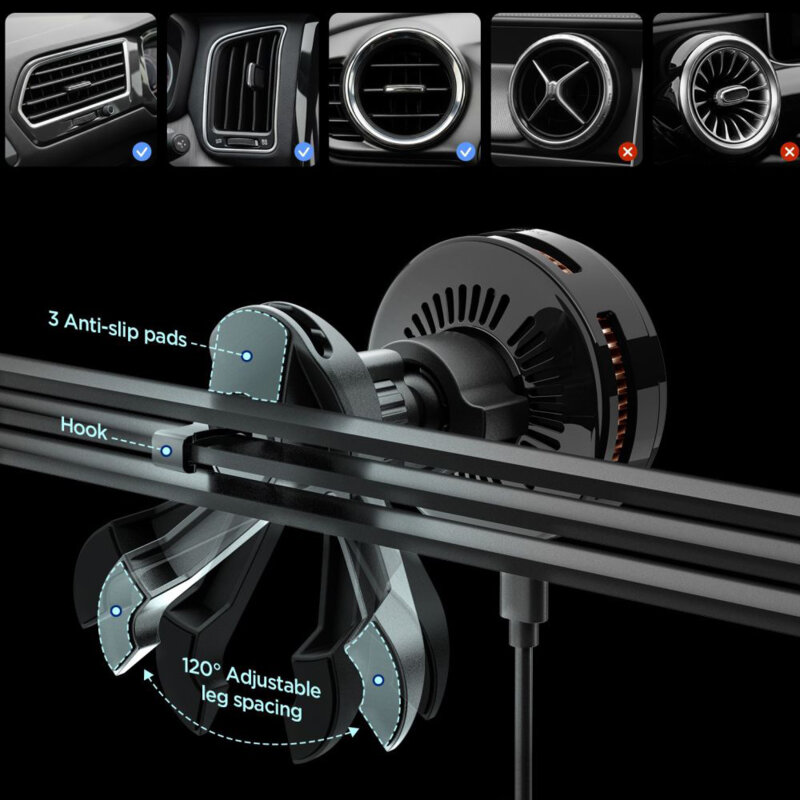 Suport auto cu incarcare wireless Qi2.2 Spigen, 25W, EV25MFAQ