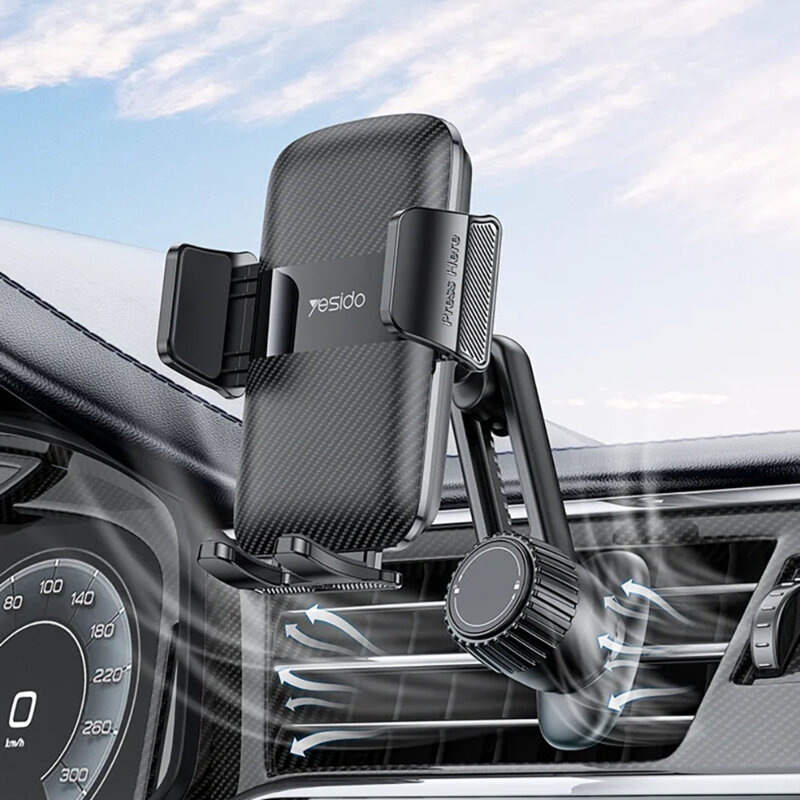 Suport auto pentru telefon ajustabil prin buton Yesido C242