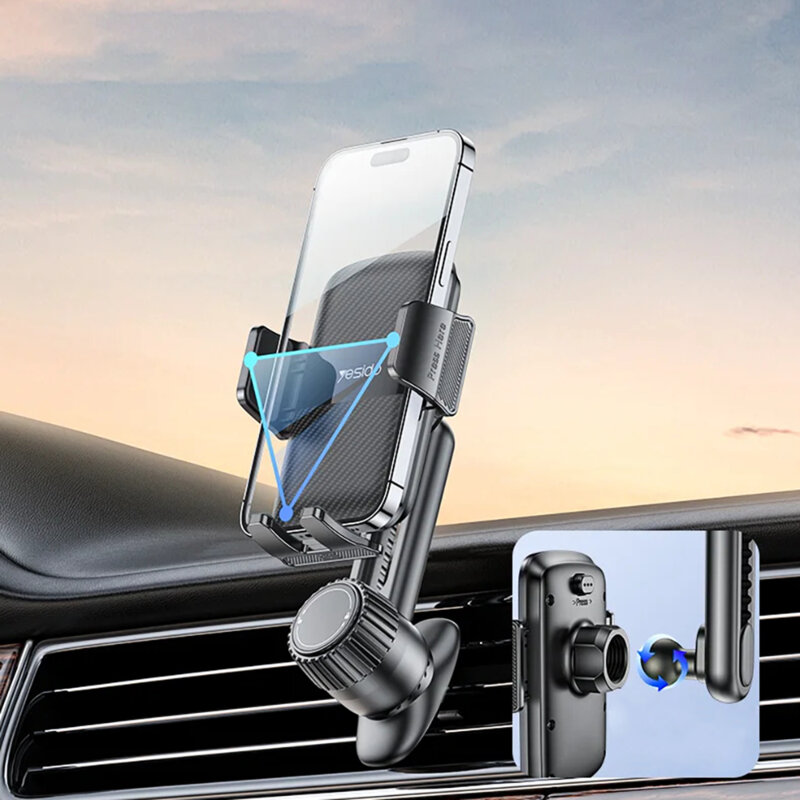Suport auto pentru telefon ajustabil prin buton Yesido C242