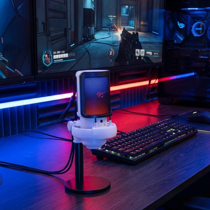 Microfon profesional cardioid RGB 100-18000 Hz, Havit, GK50