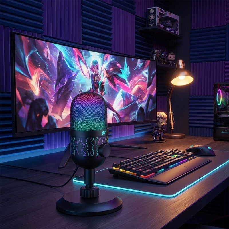 Microfon profesional gaming cardioid Havit, GK52, 1.8m