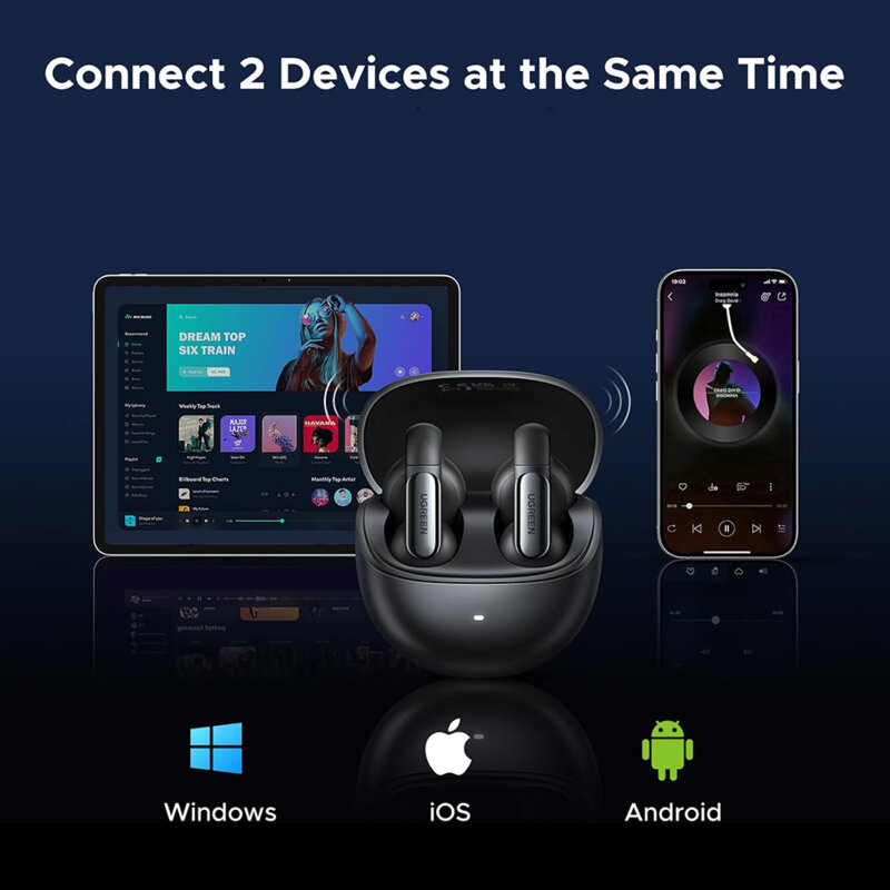 Casti Bluetooth TWS, Call Noise Reduction Ugreen, alb, 45761