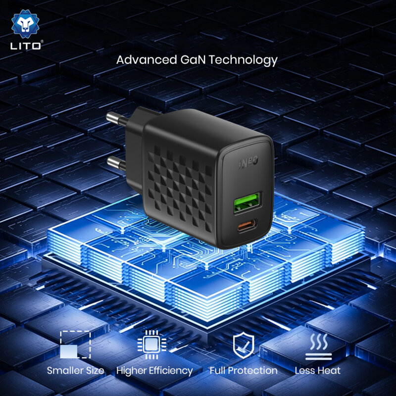 Incarcator priza Type-C, USB, 65W Lito cu cablu tip C, negru, LC24T