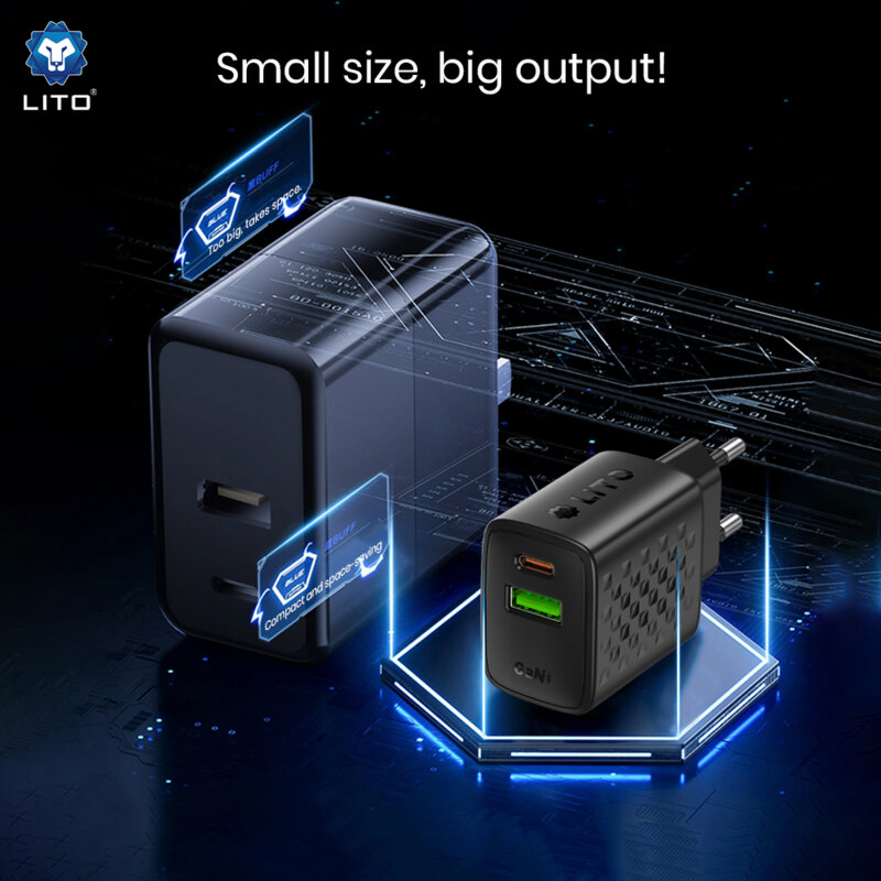 Incarcator priza Type-C, USB, 65W Lito, negru, LC24