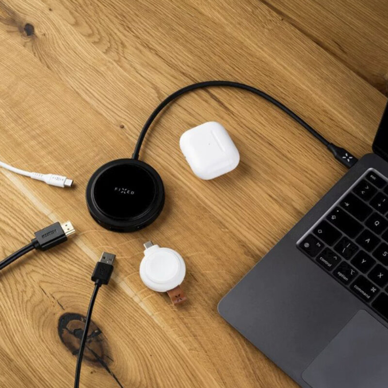Hub USB-C la USB-C/A, HDMI, Micro-SD/SD, MagSafe, Fixed FIXHU-M-BK