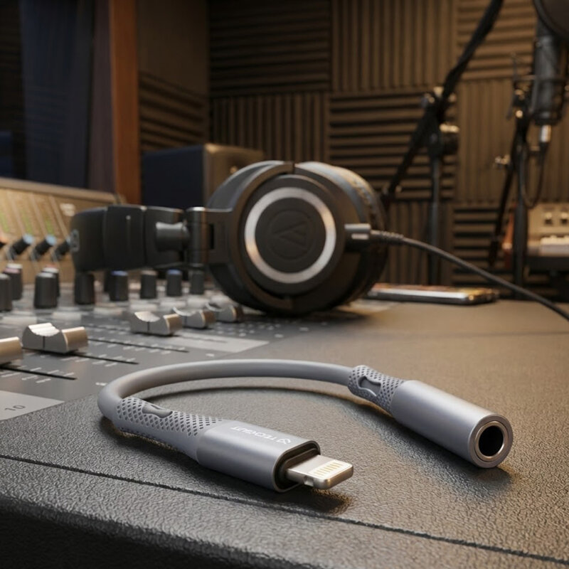 Adaptor audio premium, Lightning la Jack Techsuit SoundFleX AC2, gri