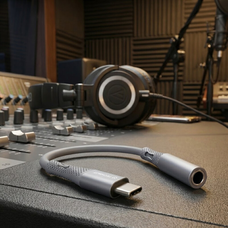 Adaptor audio premium, Type-C la Jack Techsuit SoundFleX AC1, gri