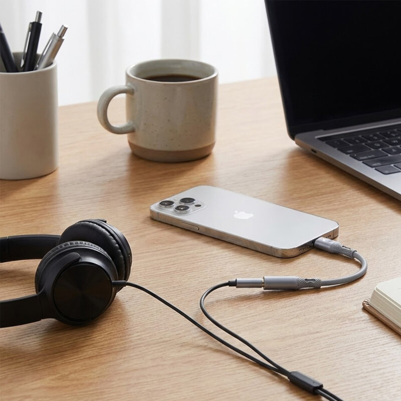 Adaptor audio premium, Type-C la Jack Techsuit SoundFleX AC1, gri