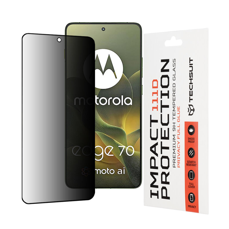 Folie sticla Motorola Edge 70 Techsuit 111D Privacy Full Glue, negru