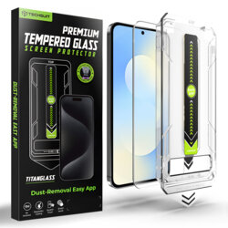 Folie Samsung Galaxy S25 FE, deblocare prin amprenta, Techsuit TitanGlass CrystalHD, transparenta