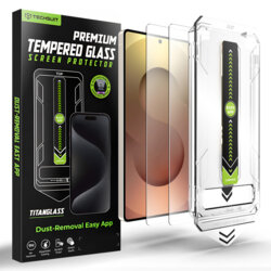 [Pachet 2x] Folie Samsung Galaxy S25 Ultra, deblocare prin amprenta, Techsuit TitanGlass CrystalHD, transparenta
