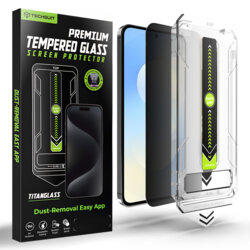 Folie Samsung Galaxy S25 FE, deblocare prin amprenta, Techsuit TitanGlass CrystalHD, privacy