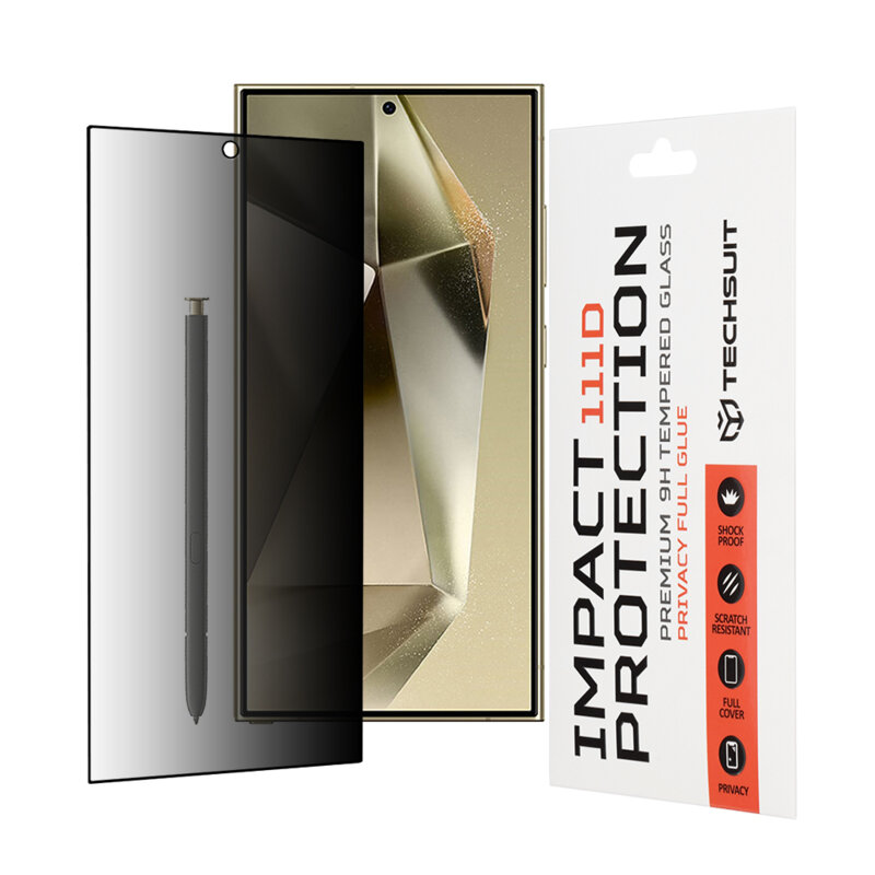 Folie sticla Samsung Galaxy S24 Ultra Techsuit 111D Privacy Full Glue, negru